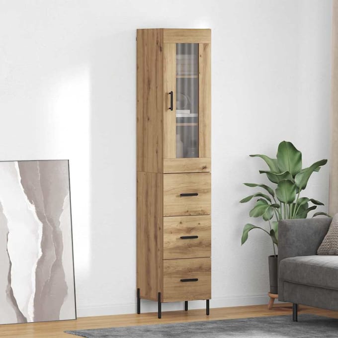 vidaXL Highboard Artisan Eiken 34,5 x 34 x 180 cm Bewerkt hout