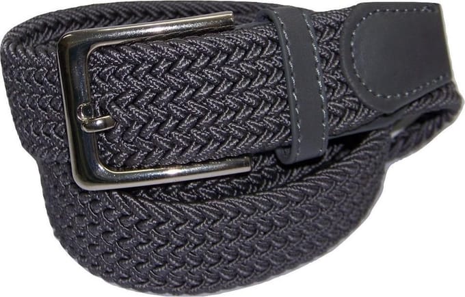 Grijs - Elastische Comfort Riem - maat 115 cm - Gevlochten - 100% Elastisch - Nikkelvrije Gesp