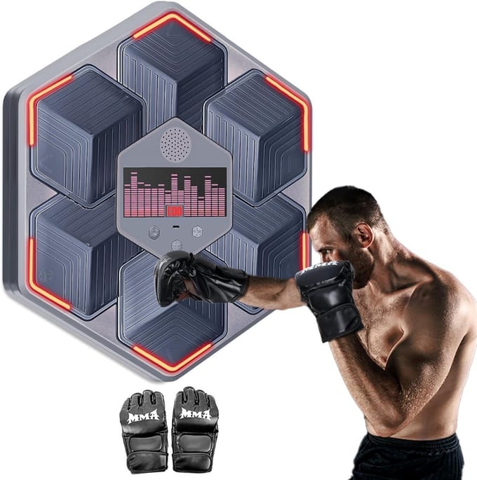DailySupplies® Boxing Machine - Boksbal - Bokszak met Muziek - Grijs