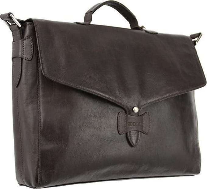 Hidesign lederen laptoptas / boekentas 'Charles' bruin