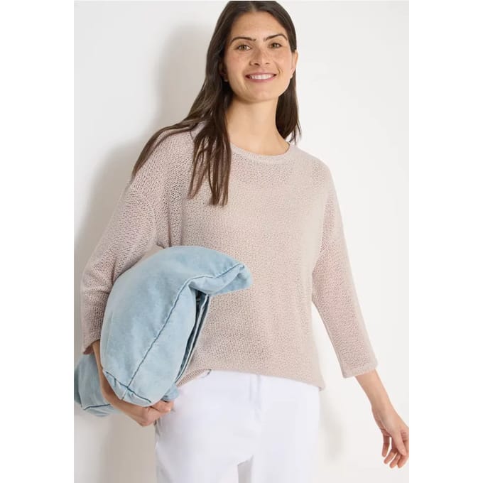 Shirt met 3/4 mouwen in ajourlook
