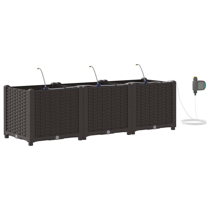 vidaXL - Plantenbak - 3 - st - Bruin - 120 - x - 40 - x - 37,5 - cm - PP