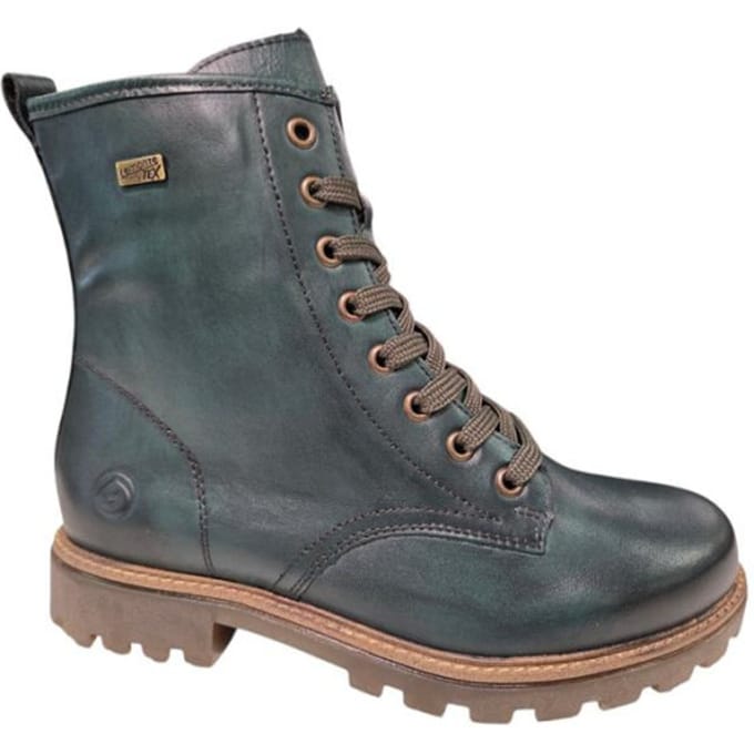 Remonte Groene Leren Veterboots Dames - Groen - 37