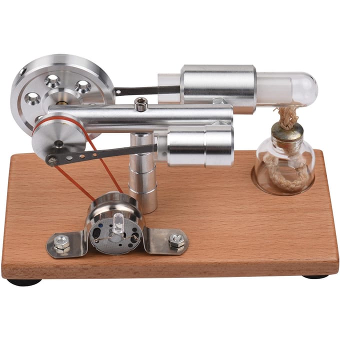 Stirlingmotor Kit Elektriciteitsgenerator Heteluchtmotor Model met LED-licht Vliewielontwerp gray