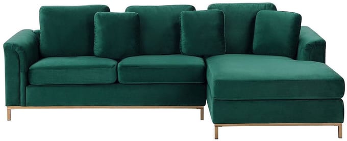 OSLO - Hoekbank - Donkergroen - Linkerzijde - 270 cm - Fluweel