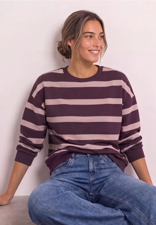 Sweatshirt met ronde hals en strepen