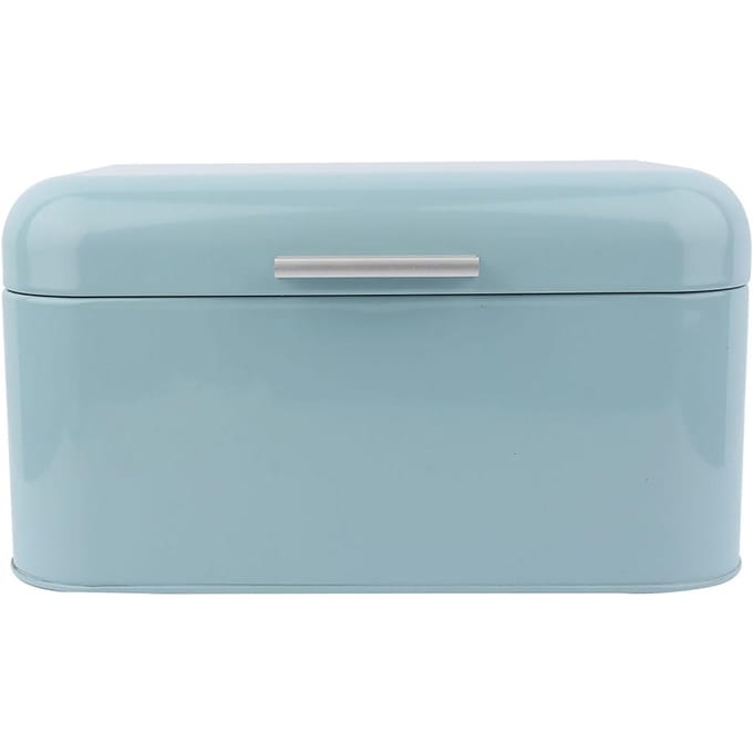 Retro metalen broodtrommel met effen kleur, grote capaciteit, keukopbergcontainer blauw