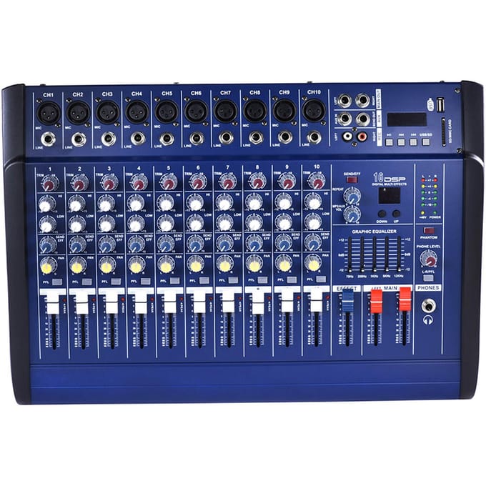 10-kanaals Powered Mixer Amplifier Digitale audiomixconsoleversterker met 48V fantoomvoeding USB/SD US Plug