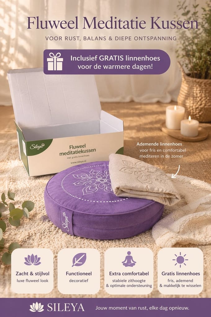 Sileya Meditatiekussen Paars Fluweel - Yogakussen- Meditatie Kussen- Rond