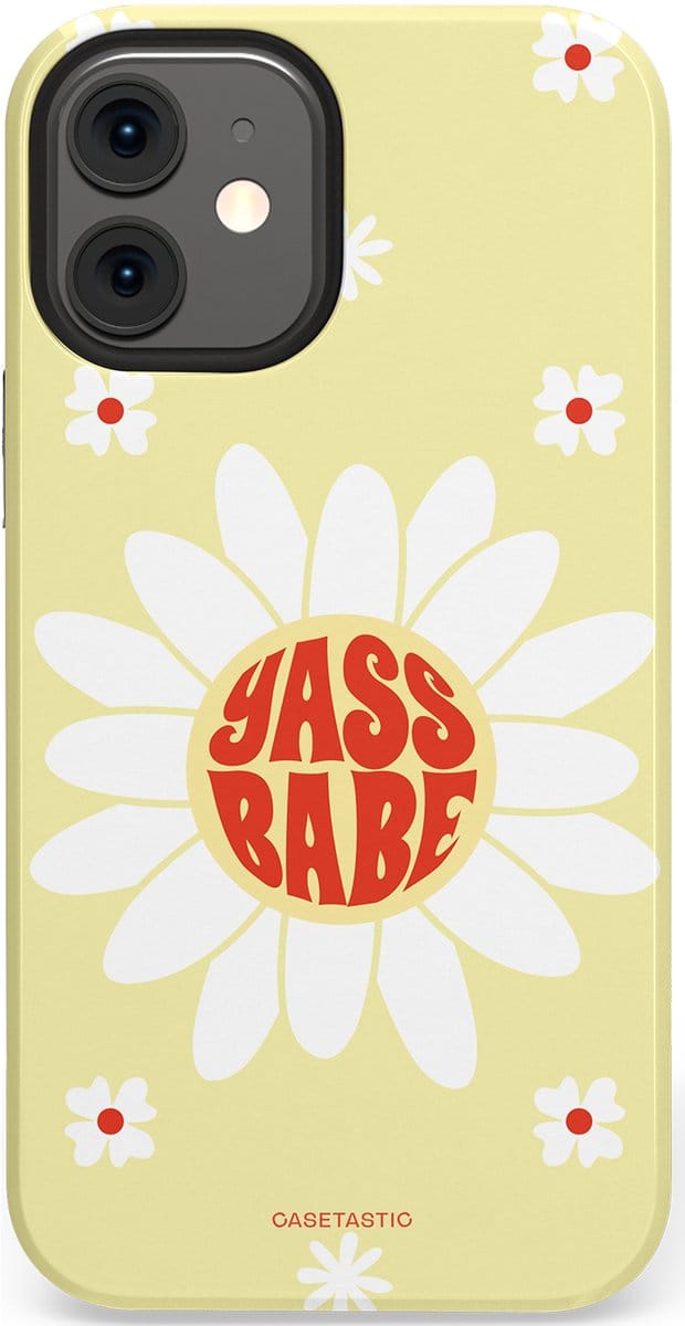 Casetastic hoesje geschikt voor Apple iPhone 12 Mini - Dubbellaagse bescherming - Yass babe - Fashion Case - Crème Wit