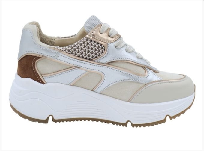 AQA Shoes - A8885 - Lage sneakersDames sneakers - Kleur: Wit/beige - Maat: 42