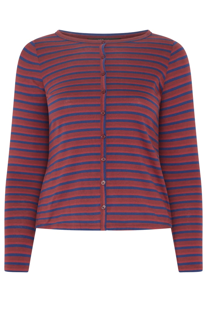 Limited Collection Roodblauwe Gestreepte Top Met Knoopsluiting Size 44