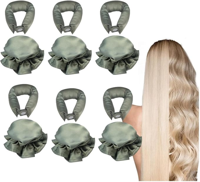 Overnight Curls - Haar Krulset - Haar Stijlen - Hittevrij Krullen - 6 Stuks - Groen