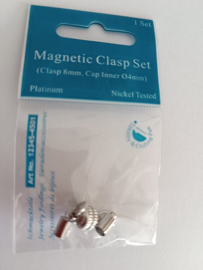 Magnetic Clasp Set with 4mm Cap (Clasp size 8mm), Platinum