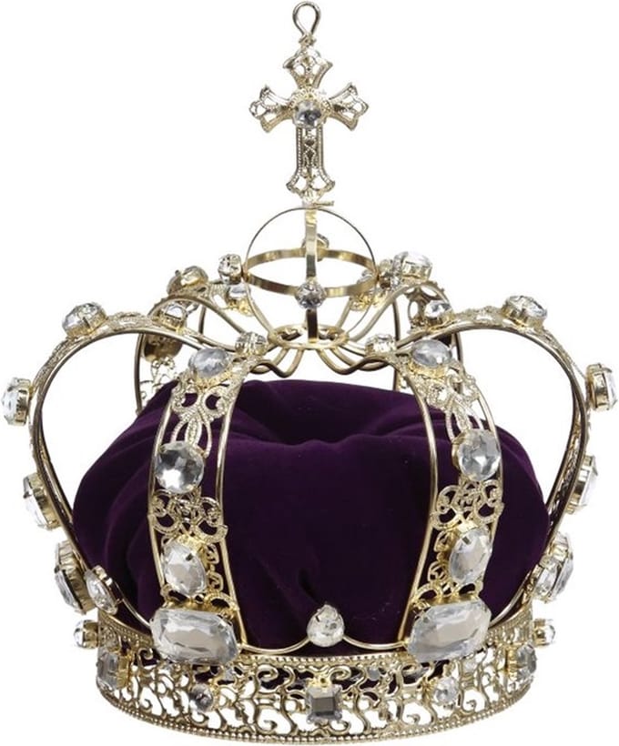 Goodwill Kerstbal-Jewel-Kroon-Piek Parel Goud-Rood Lengte 20 cm