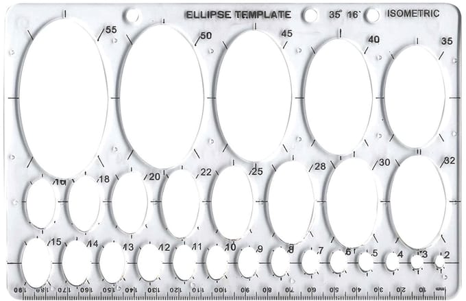 Ellipse Sjabloon - Tekenhulp - Tekenen & Ontwerpen - Diverse Maten - 20 x 12.5 cm