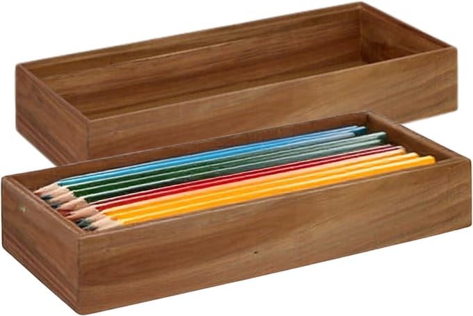 Five bureau organizer - 2x - 38 x 15 cm - acacia hout - 1 vaks - kantoor