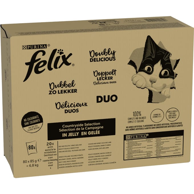 80x85g Dubbele Smaakvolle Selectie Van Het Platteland Felix Kattenvoer