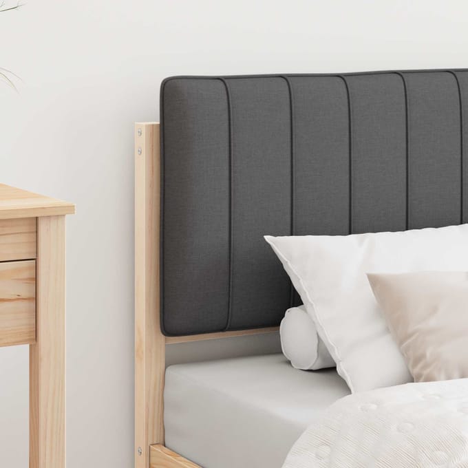 vidaXL - Bedframe - met - Gevoerde - Hoofdbord - Donkergrijs - 80 - x - 200 - cm