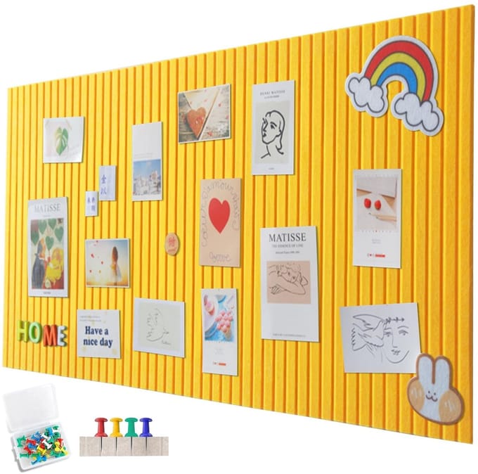 Dailygoods - Groot prikbord 90 x 60 cm, kurk en vilt, oranje