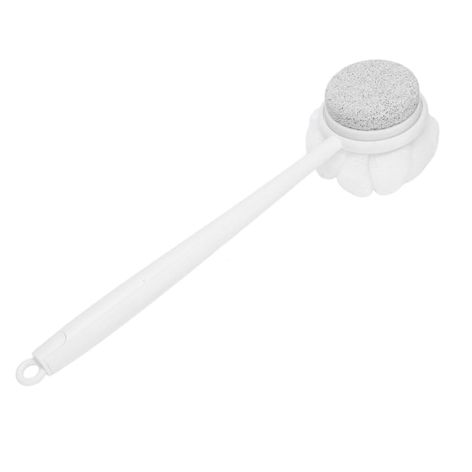 14.57in Douche Lichaamsborstel Badschrobber Puimsteen en Doucheborstel met Lange Steel white