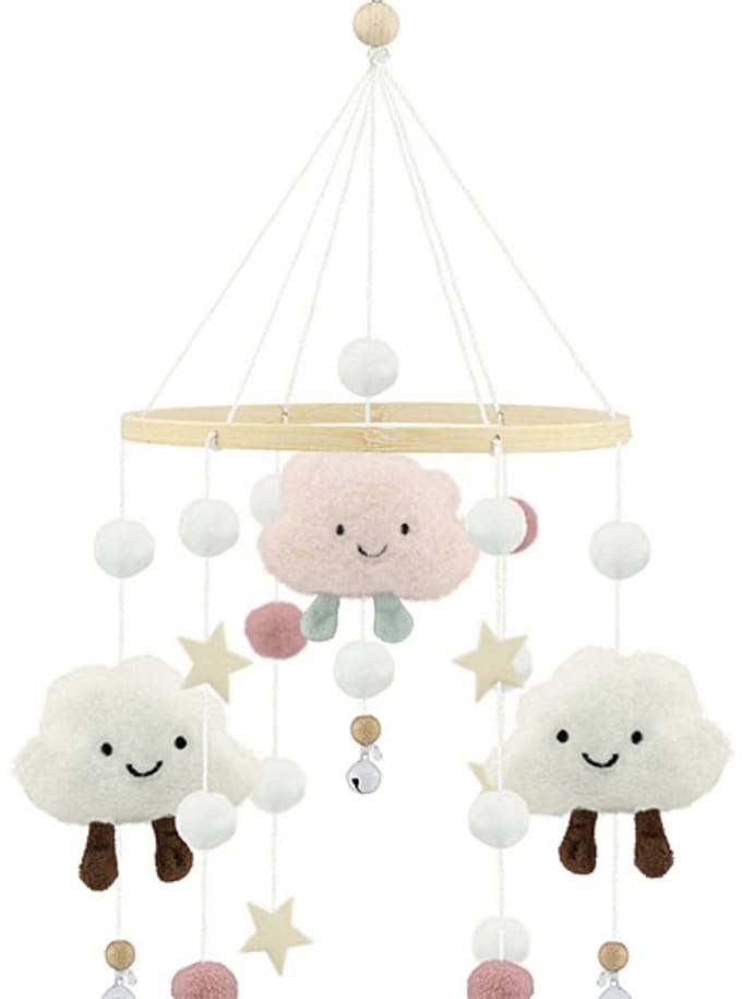 Wiegmobiel Wolken - Wit/Roze - 50 cm - Ulysse Couleurs d'Enfance
