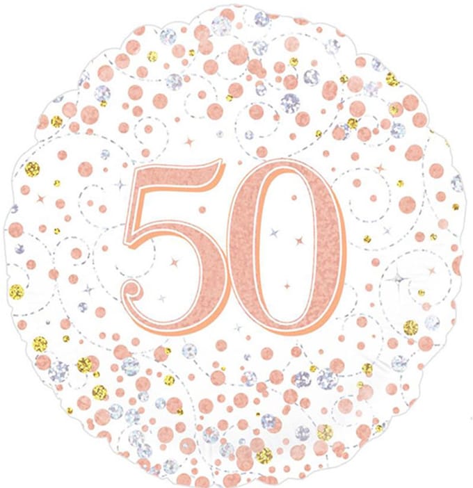 Oaktree - Folieballon 50 Jaar Sparkling Wit Rose Gold Holografisch 45 cm