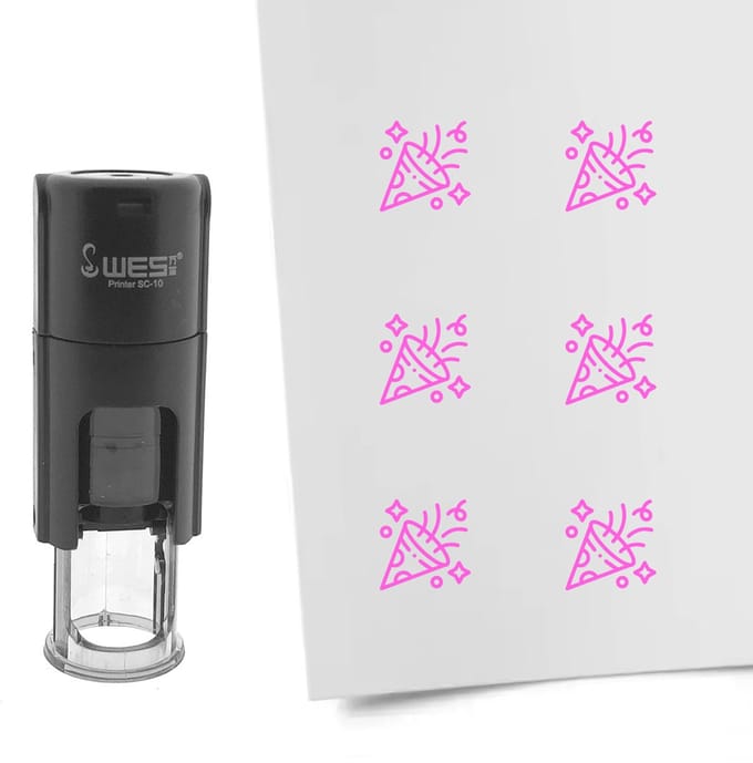 CombiCraft Stempel confetti 10mm rond roze inkt - per 1 stuk