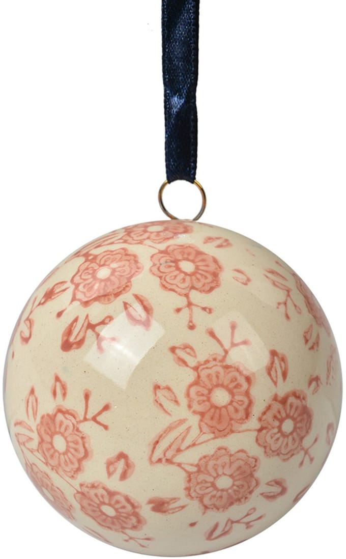 Clayre & Eef Decoratie Hanger Ø 6 cm Beige Keramiek Bloemen
