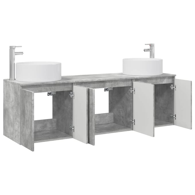 vidaXL - Badkamerkast - set - 3 - st - Betongrijs - 161,5 - x - 44,5 - x - 80 - cm
