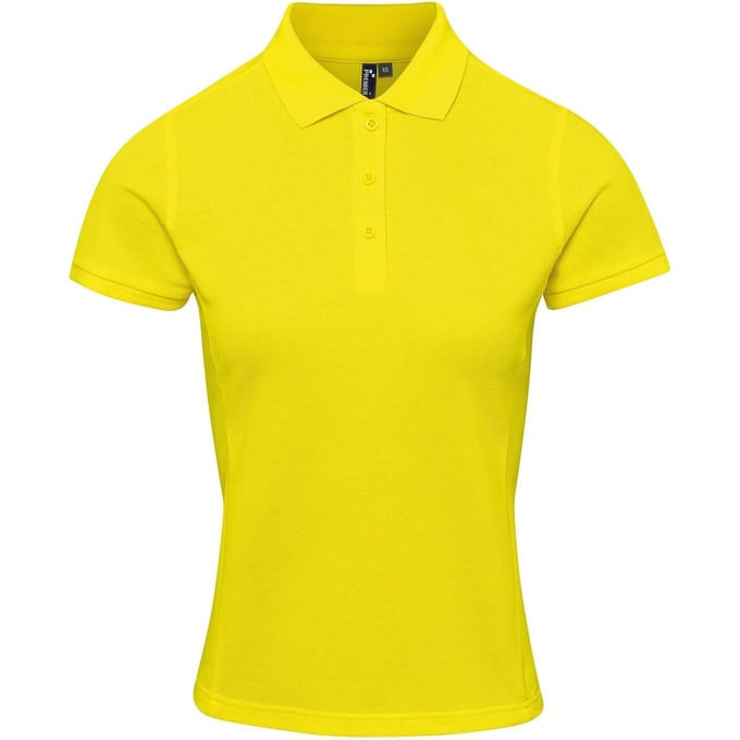 Premier Dames/dames Coolchecker Plus Piqu Polo met CoolPlus (Geel)