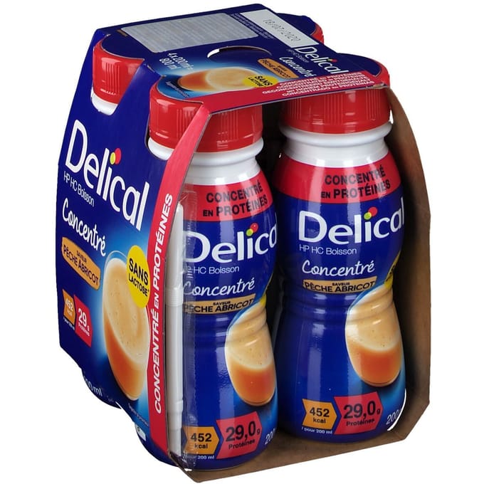 Delical HP HC Drank Geconcentreerde Perzik-Abrikoos 4x200 Drinkbare oplossing