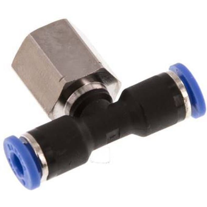 4mm x G1/8'' inline T-stuk Messing/PA 66 Insteekfitting Binnendraad Draaibaar NBR [2 Stuks]
