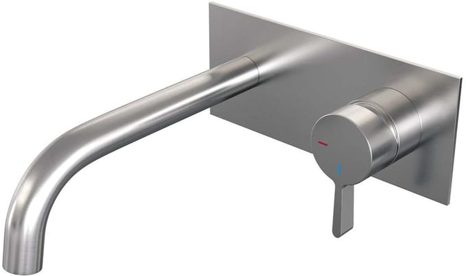 Brauer Brushed Edition Inbouw Wastafelmengkraan met Gebogen Uitloop en Afdekplaat Model E1 RVS Geborsteld PVD