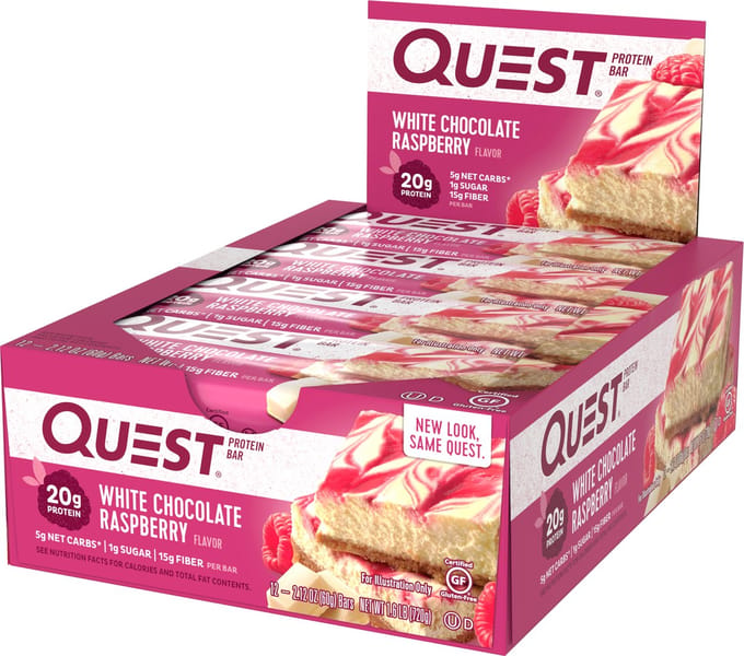 Quest Nutrition Quest Bars - Eiwitreep - 1 box (12 eiwitrepen) - Witte Chocolade Framboos