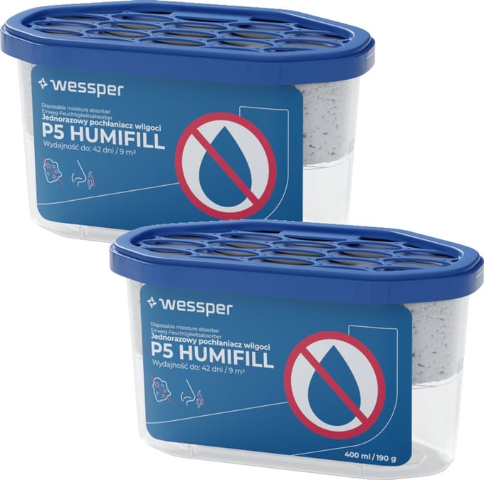 Wessper 400 ml wegwerp vochtvreter - vochtopnemer - 2 stuks