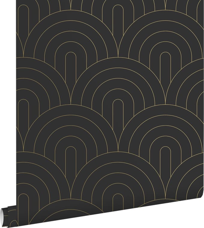 ESTAhome behang art deco motief zwart wit - 53 cm x 10.05 m - 139742