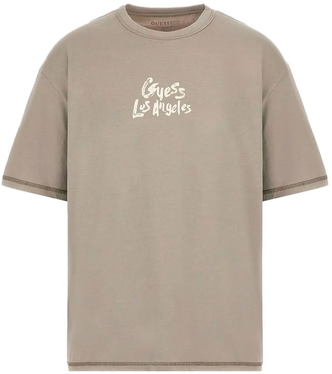 Guess Cn Patch At Back T-shirt Met Korte Mouwen Beige L Man