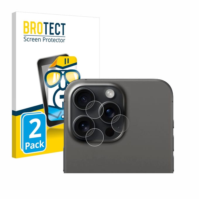 BROTECT - Screenprotector voor Apple iPhone 15 Pro Max (ALLEEN Camera Lens) - Folie Beschermfolie transparant 2 Stuks