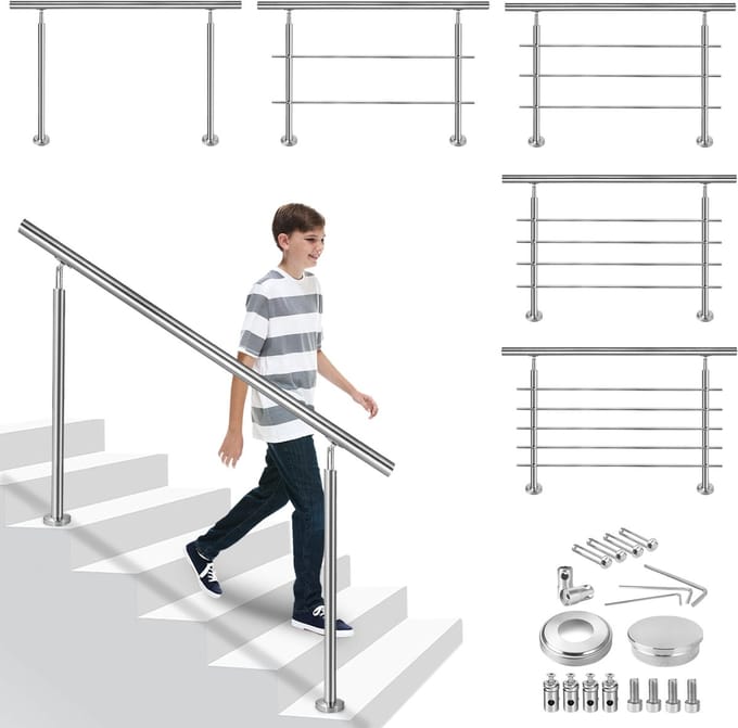 ACXIN RVS Trapleuning Traphek Balustrade 150cm - 2 Dwarsstange - voor Trap Balkon