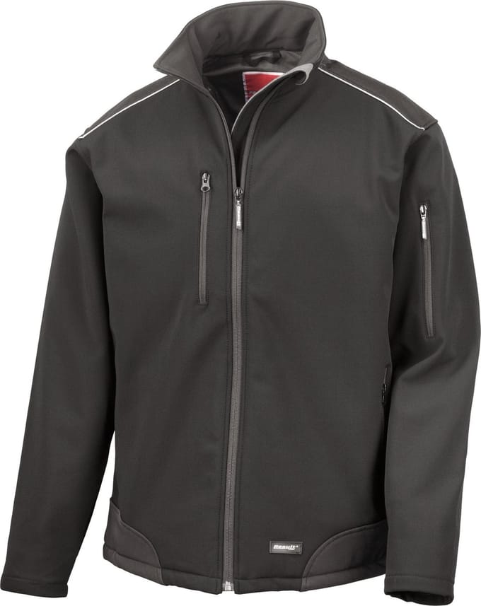Result Ripstop Soft Shell Workwear Jacket With Cordura Panels RT124 - Black - S