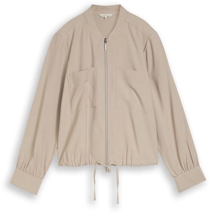 Tom Tailor - Loose fit bomberjack met borstzakken - Maat 38 - soft taupe grey
