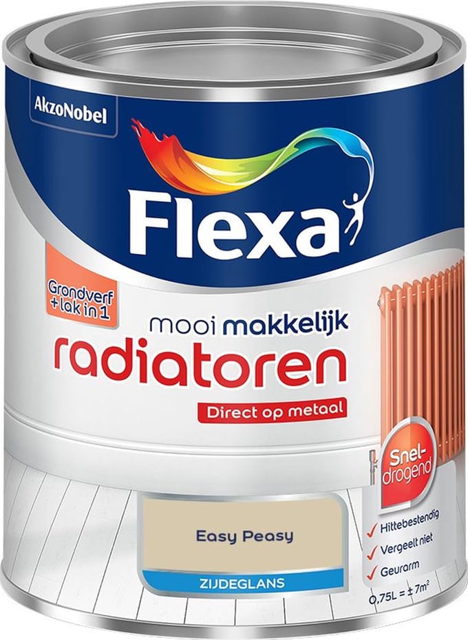 Flexa - Mooi Makkelijk Radiatoren Zijdeglans - Easy Peasy - Mengverf - 750 Ml
