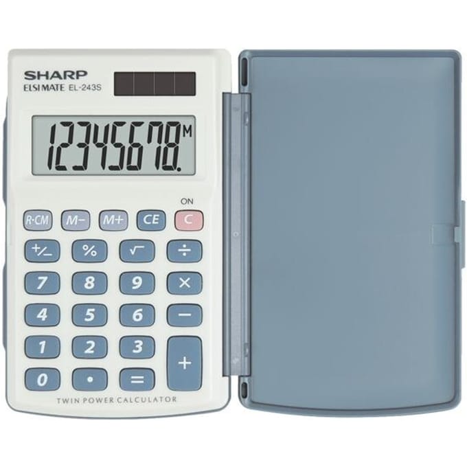 Sharp rekenmachine - grijs - 8 digit - 1x LR54 batterij