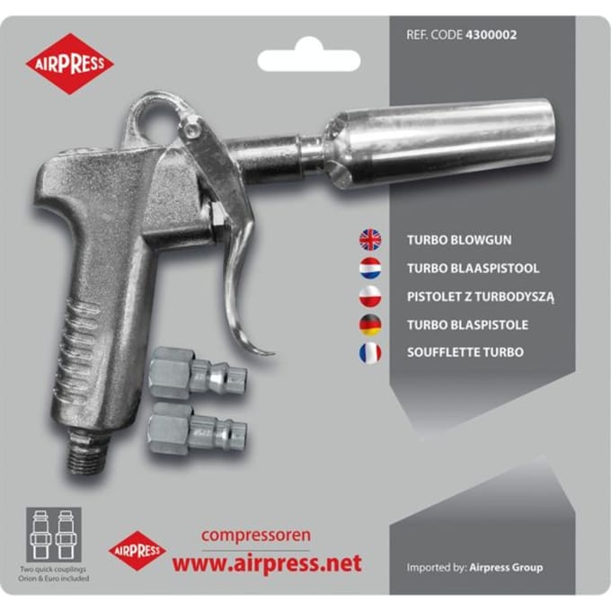 Turbo Blaaspistool | Venturi effect | 1/4 buitendraad | Met Insteeknippels | In blister