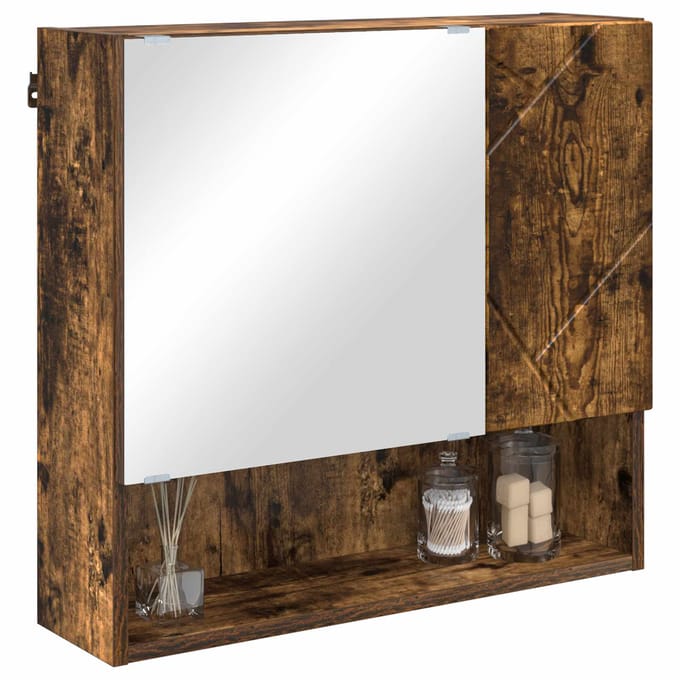 vidaXL - Spiegelkast - Rook - Eiken - 59 - x - 17 - x - 55 - cm - Bewerkt - hout