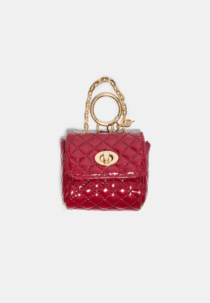 Stradivarius Doorgestikt mini-tasbedeltje  Granaat OS
