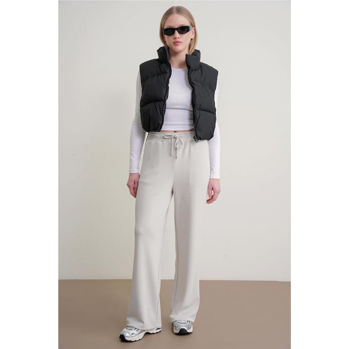 Hoge taille instap rechte broek met zakken