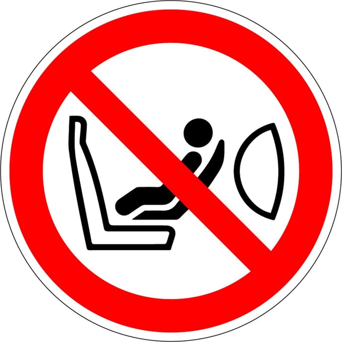 Kinderzitje verboden sticker, P074 50 mm - 10 stuks per kaart