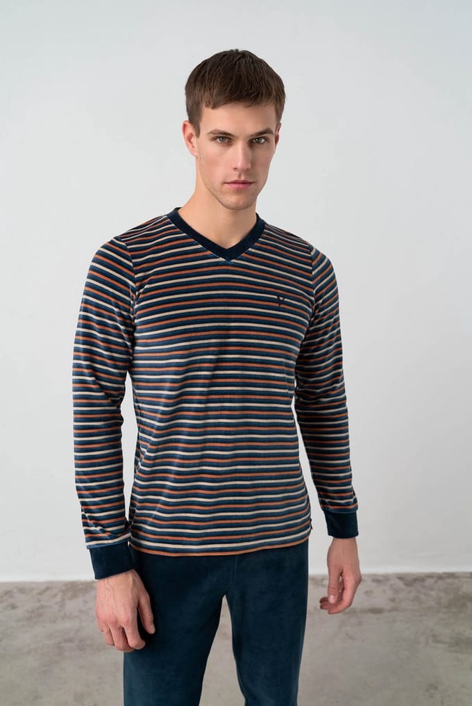 Vamp! Pyjama Heren Velours Blue Salute 17691/617 XXL